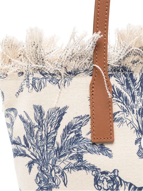 Borsa donna City Bag Fringe media con stampa palme MC2 SAINT BARTH | CITY bag m fringe01751L